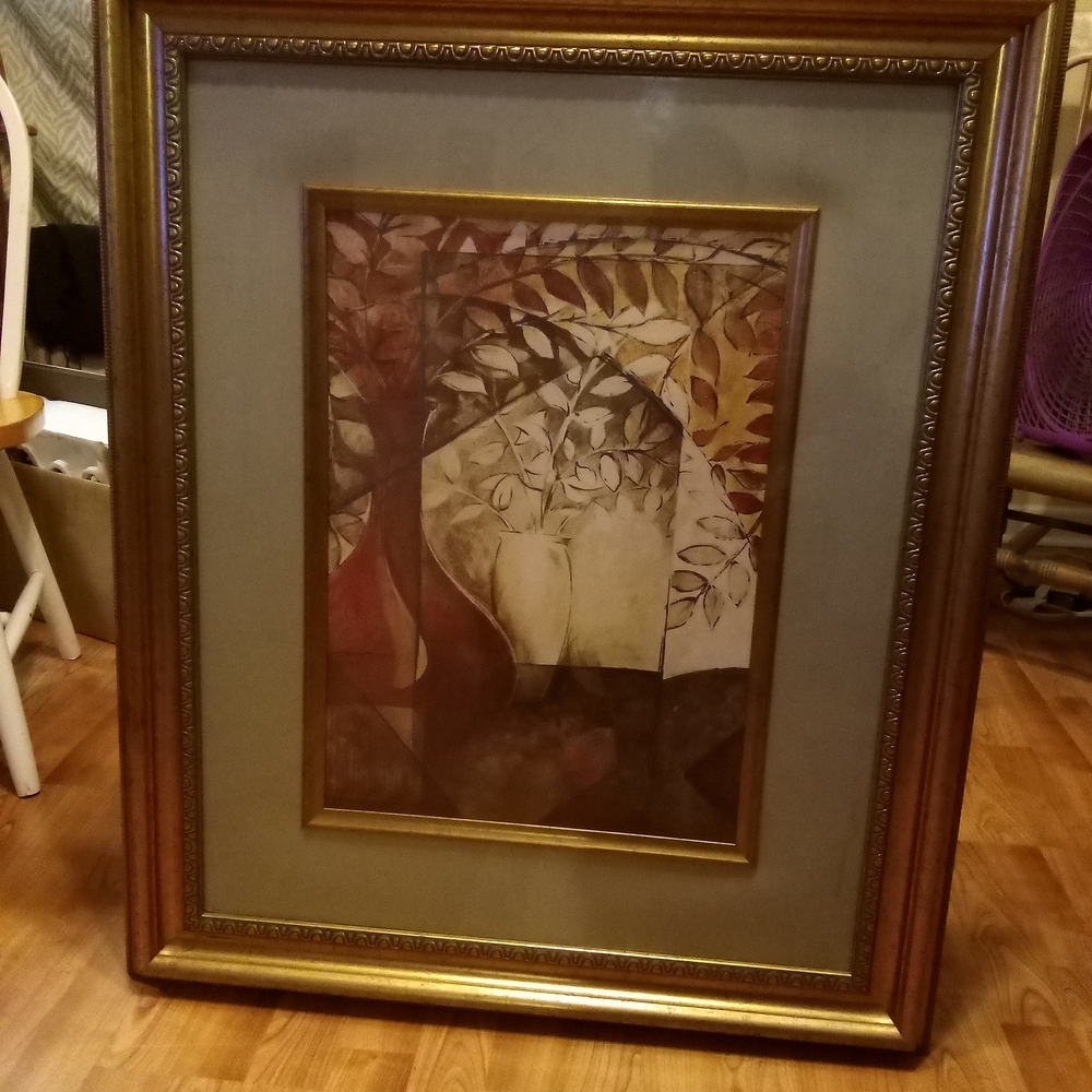 Abstract Art Print with Gold Frame